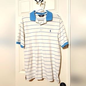 Men's Ralph Lauren Golf Polo Sz L Baby Blue and White color